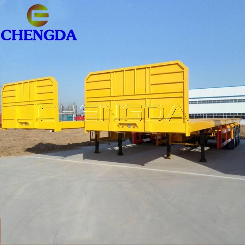 Yellow flatbed trailer